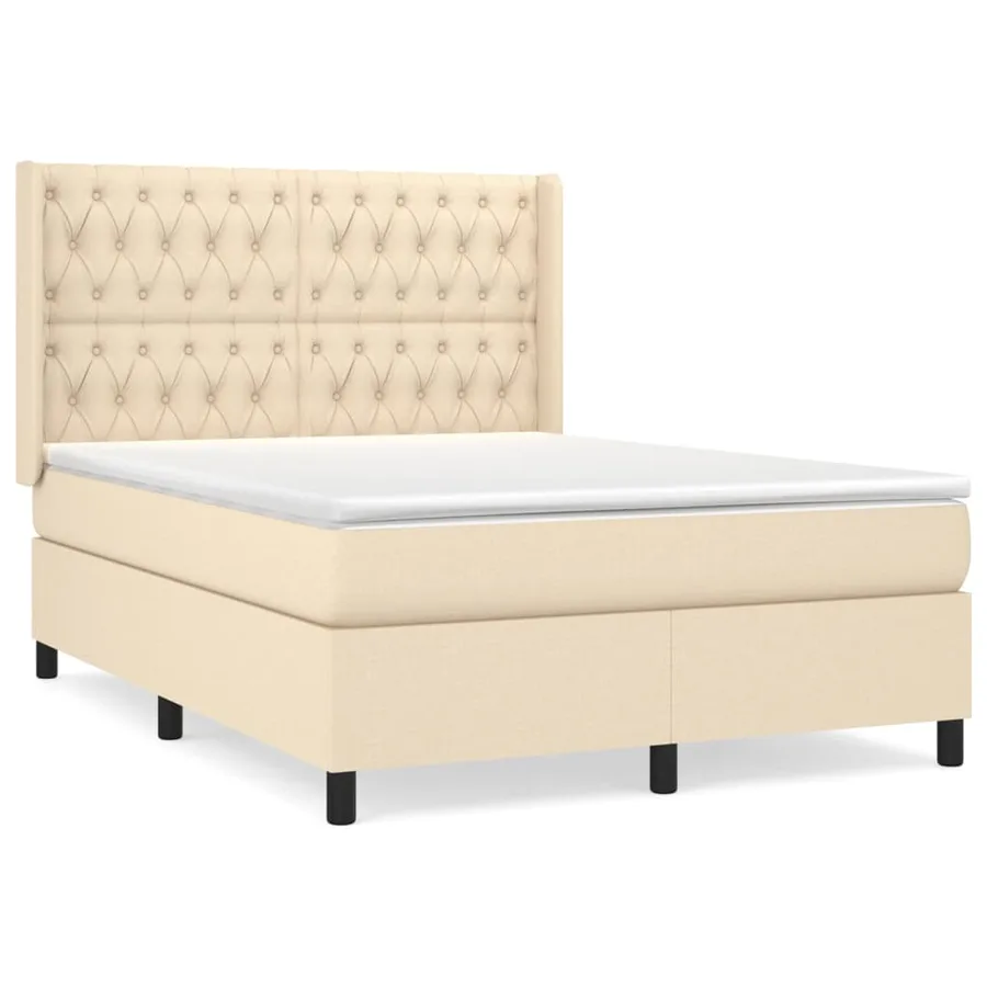 Sommier à lattes de lit avec matelas Crème 140x190 cm Tissu - 2