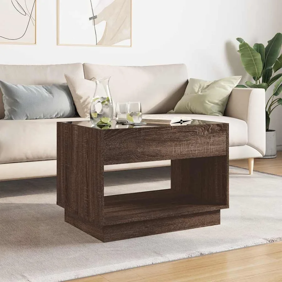 Table basse avec LED infini chêne marron 70x50x50 cm - 3