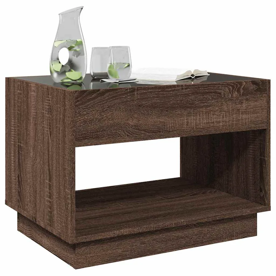 Table basse avec LED infini chêne marron 70x50x50 cm - 4