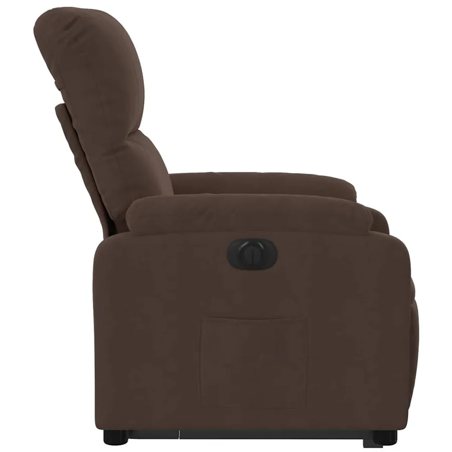 Fauteuil inclinable électrique marron tissu microfibre - 10