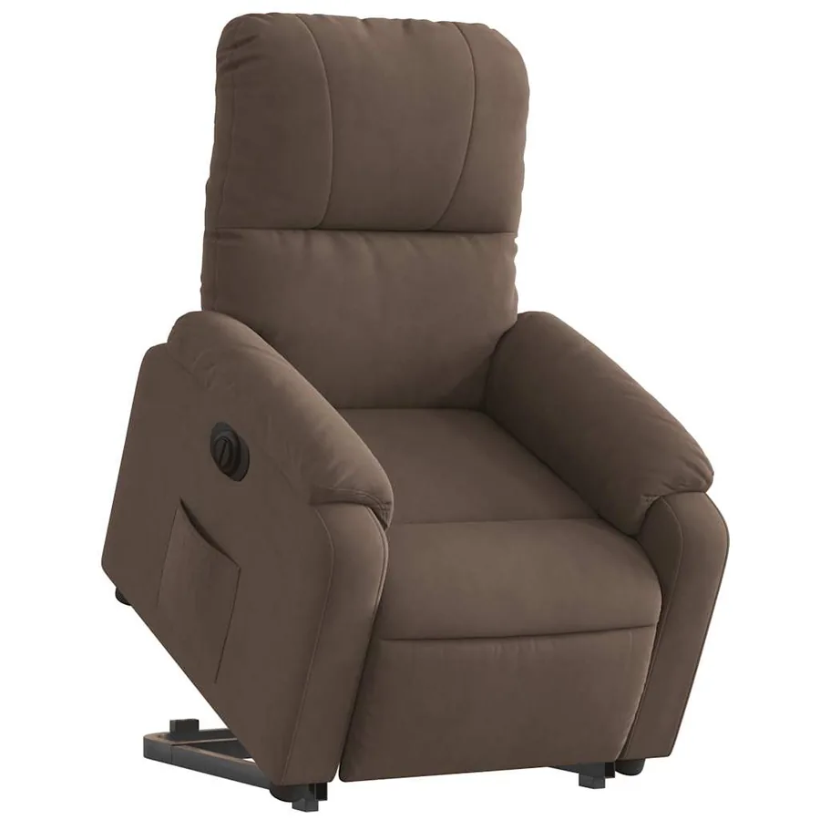 Fauteuil inclinable électrique marron tissu microfibre - 3