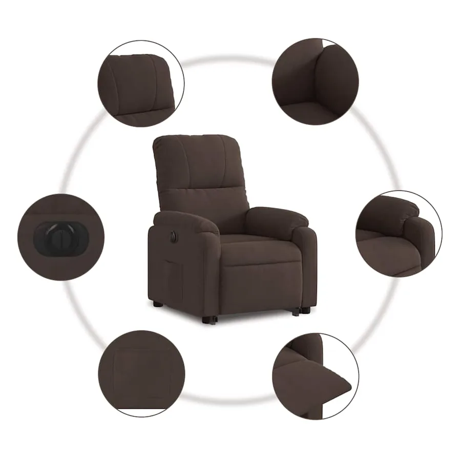 Fauteuil inclinable électrique marron tissu microfibre - 8