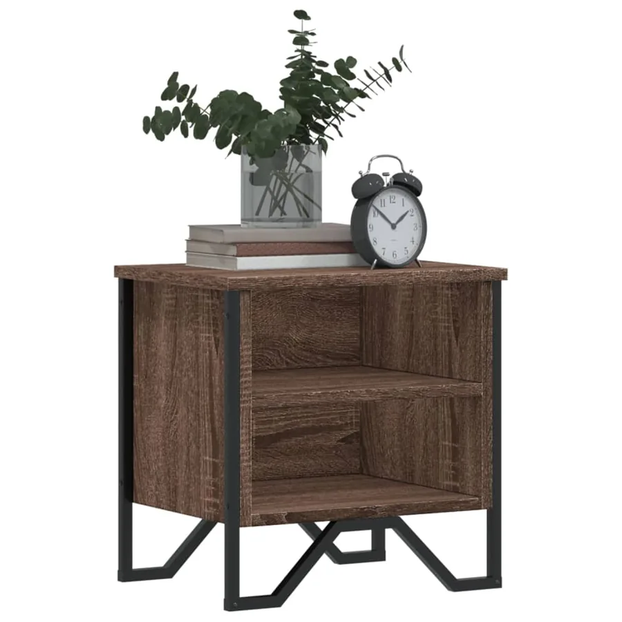 Table de chevet chêne marron 40x30x40 cm bois d'ingénierie - 4