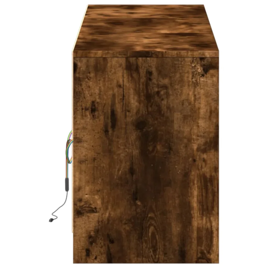 Meuble TV avec LED chêne fumé 180x34x50 cm bois d'ingénierie - 9