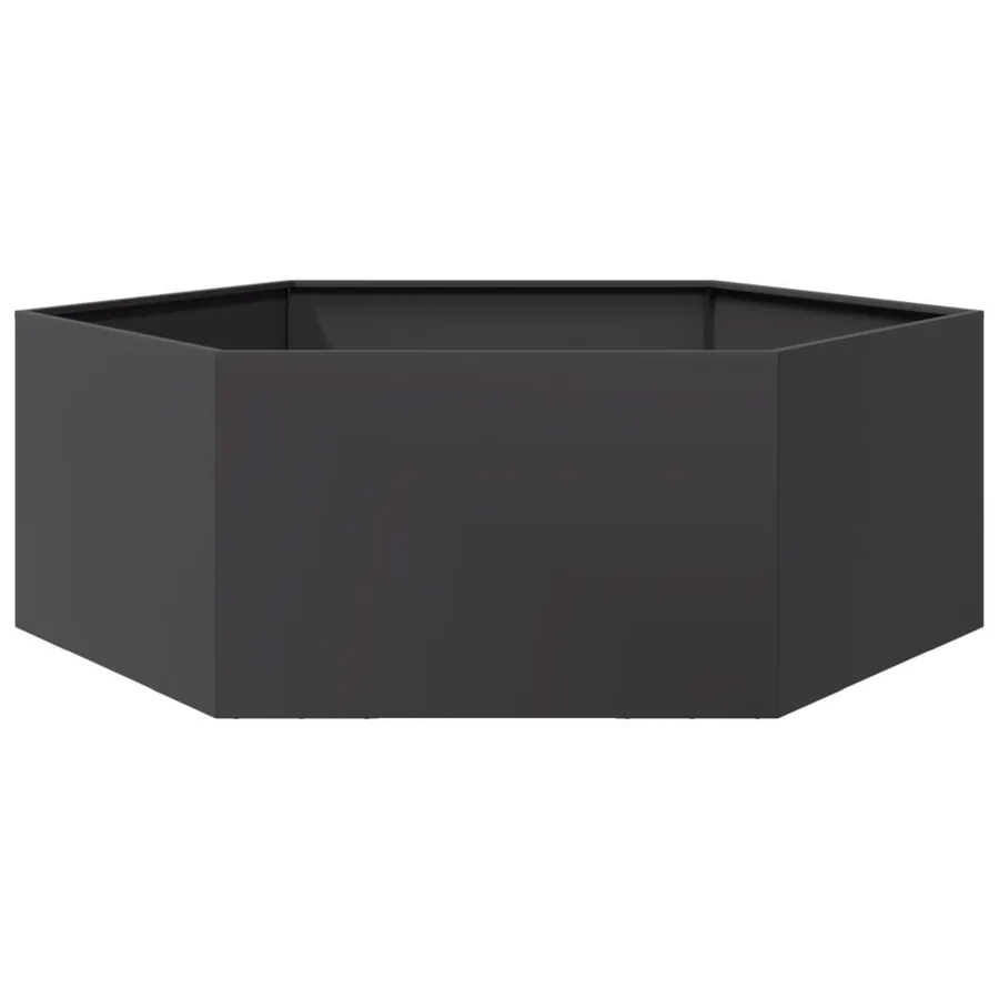 Jardinière noir hexagone 138x120x45 cm acier - 6