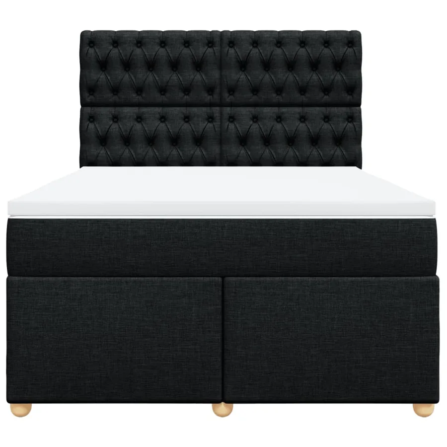 Sommier à lattes de lit avec matelas Noir 140x200 cm Tissu - 4