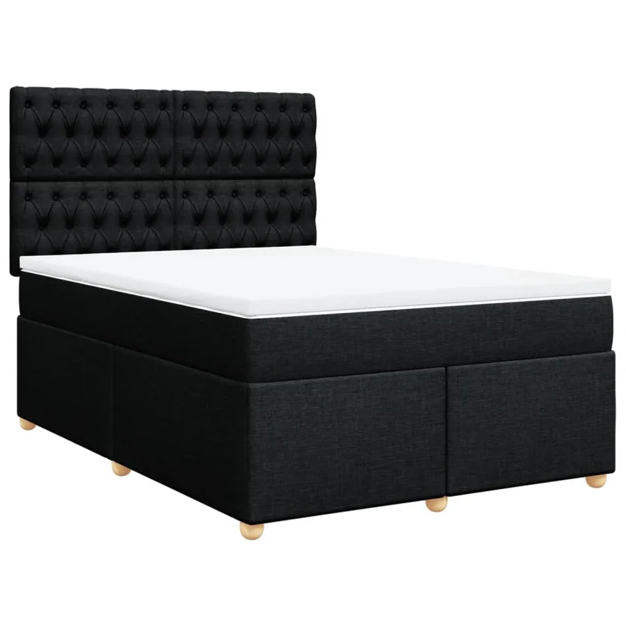 Sommier à lattes de lit avec matelas Noir 140x200 cm Tissu - 3