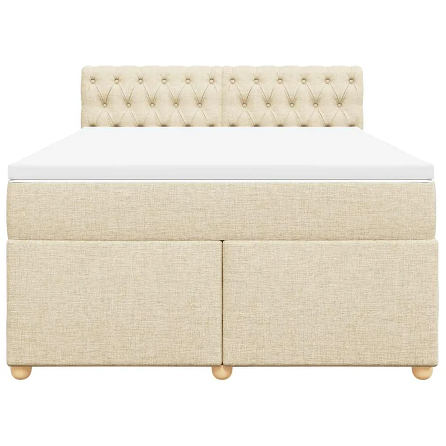 Sommier à lattes de lit avec matelas Crème 140x190 cm Tissu - 4