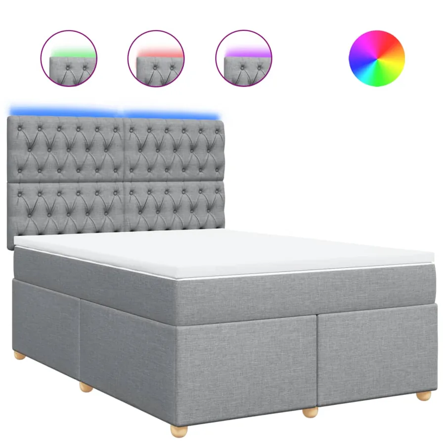 Sommier à lattes de lit avec matelas Gris clair 160x200cm Tissu - 2