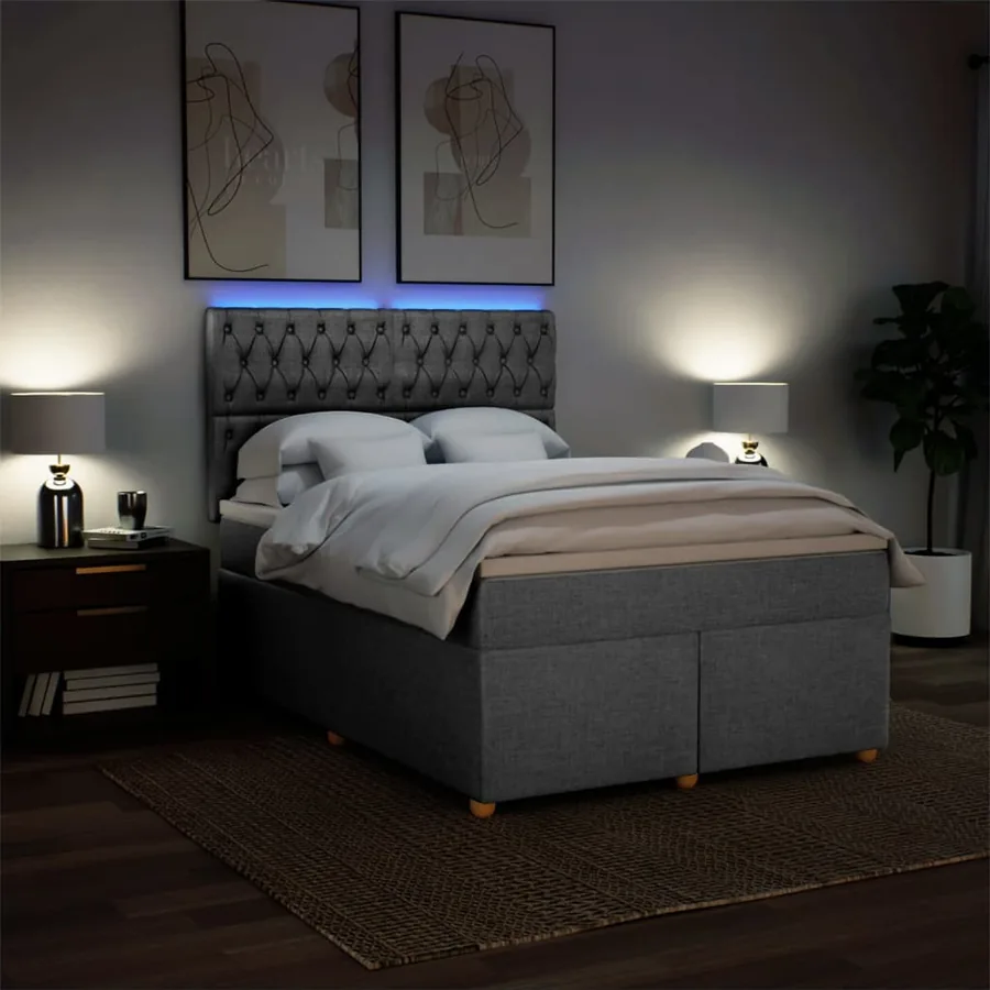 Sommier à lattes de lit avec matelas Gris clair 160x200cm Tissu - 5
