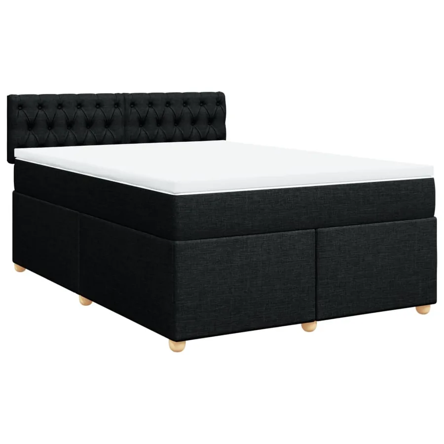 Sommier à lattes de lit avec matelas Noir 140x190 cm Tissu - 3