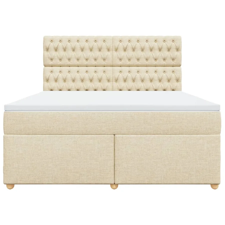 Sommier à lattes de lit avec matelas Crème 180x200 cm Tissu - 6