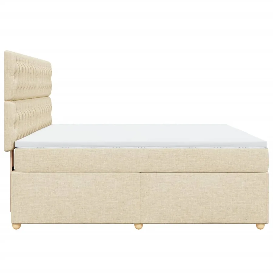 Sommier à lattes de lit avec matelas Crème 180x200 cm Tissu - 7