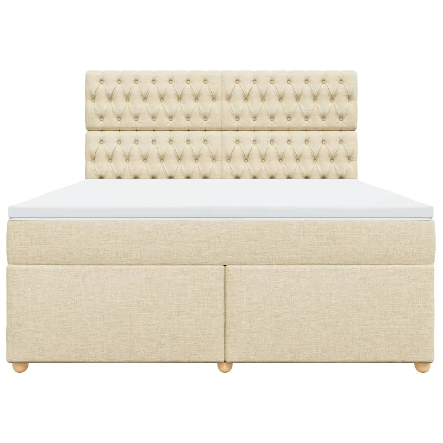 Sommier à lattes de lit avec matelas Crème 180x200 cm Tissu - 4