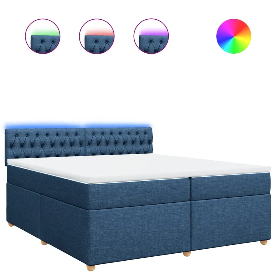 Sommier à lattes de lit avec matelas Bleu 200x200 cm Tissu - 2