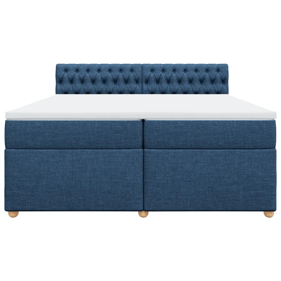 Sommier à lattes de lit avec matelas Bleu 200x200 cm Tissu - 6