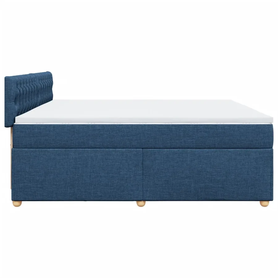 Sommier à lattes de lit avec matelas Bleu 200x200 cm Tissu - 7