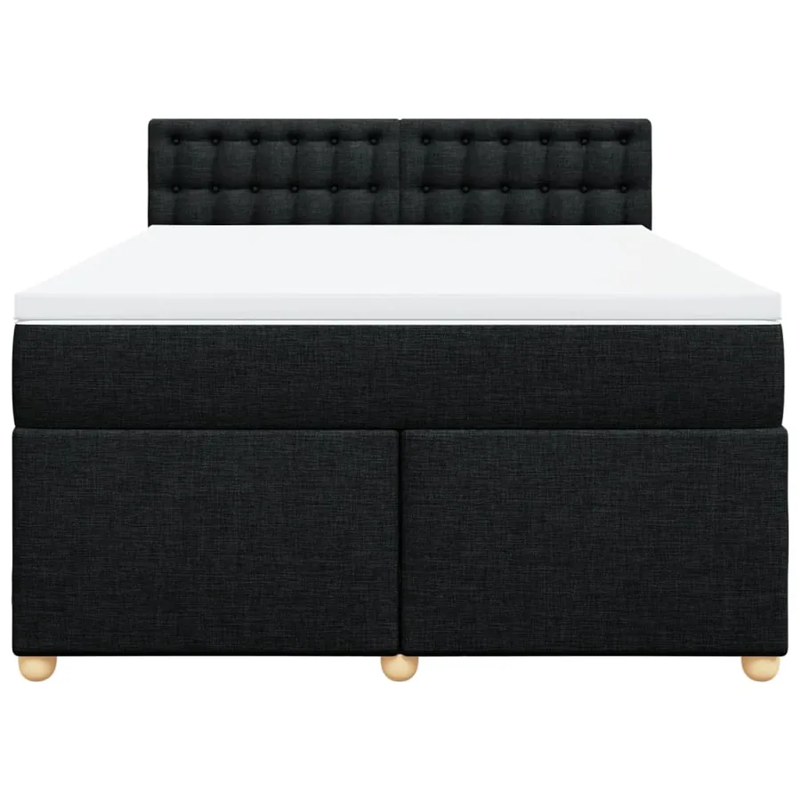 Sommier à lattes de lit avec matelas Noir 140x190 cm Tissu - 4