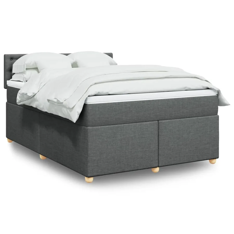 Sommier à lattes de lit avec matelas Gris foncé 140x190cm Tissu