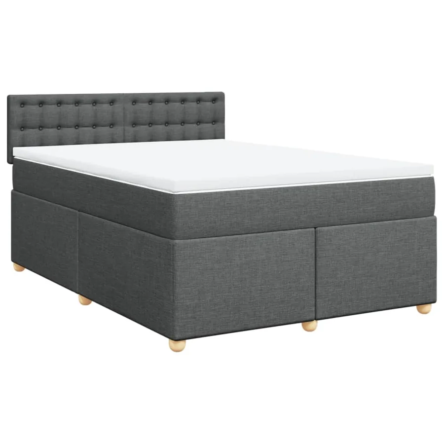 Sommier à lattes de lit avec matelas Gris foncé 140x190cm Tissu - 3