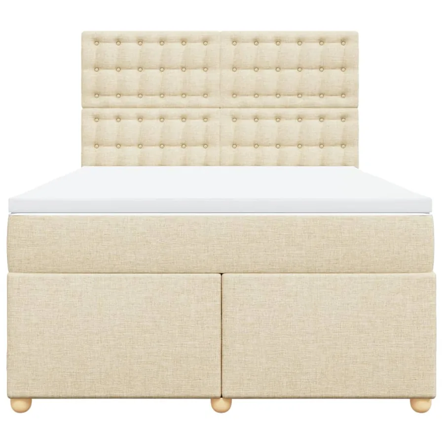 Sommier à lattes de lit avec matelas Crème 160x200 cm Tissu - 4