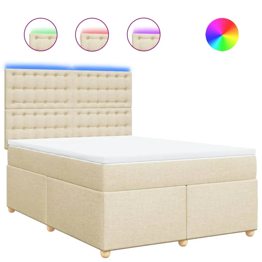 Sommier à lattes de lit avec matelas Crème 160x200 cm Tissu - 2