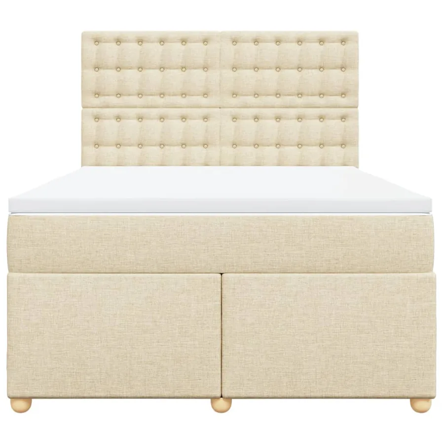 Sommier à lattes de lit avec matelas Crème 160x200 cm Tissu - 6