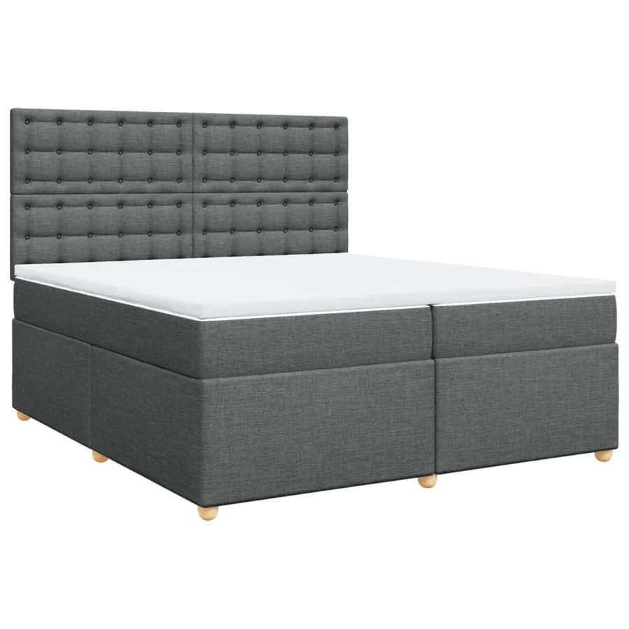 Sommier à lattes de lit avec matelas Gris foncé 200x200cm Tissu - 2