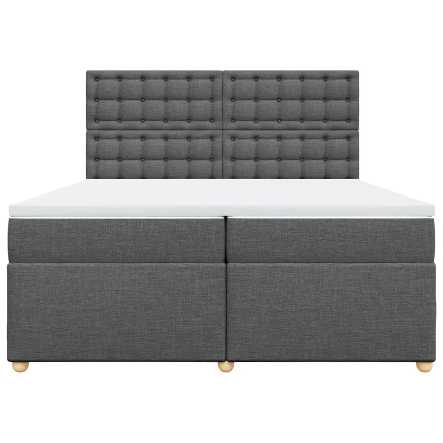 Sommier à lattes de lit avec matelas Gris foncé 200x200cm Tissu - 4