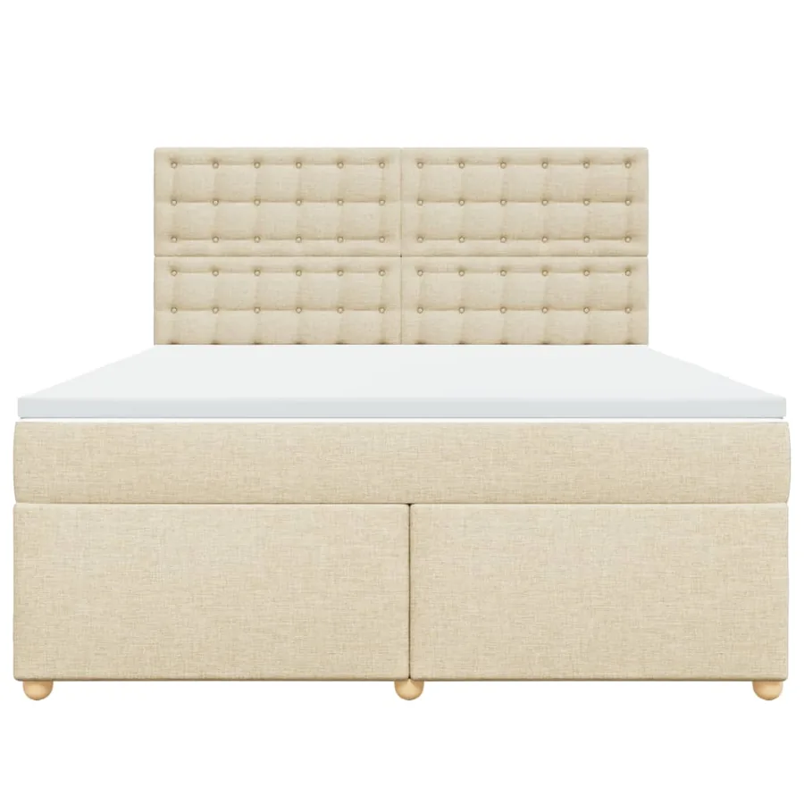 Sommier à lattes de lit avec matelas Crème 180x200 cm Tissu - 4