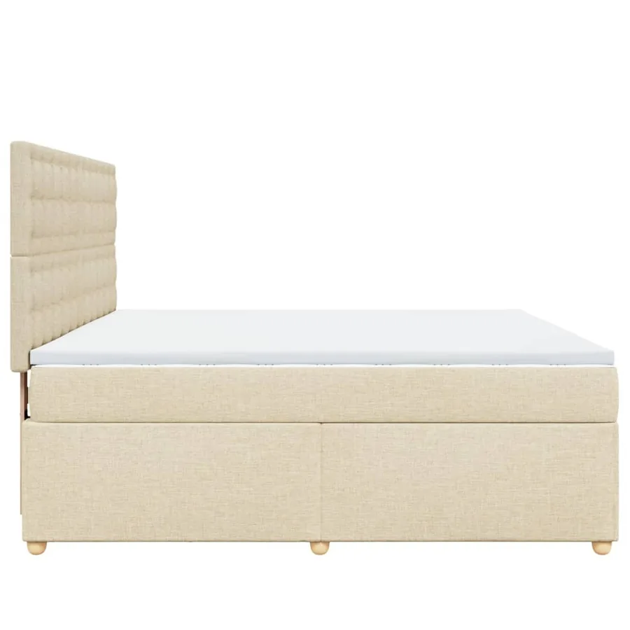 Sommier à lattes de lit avec matelas Crème 180x200 cm Tissu - 5