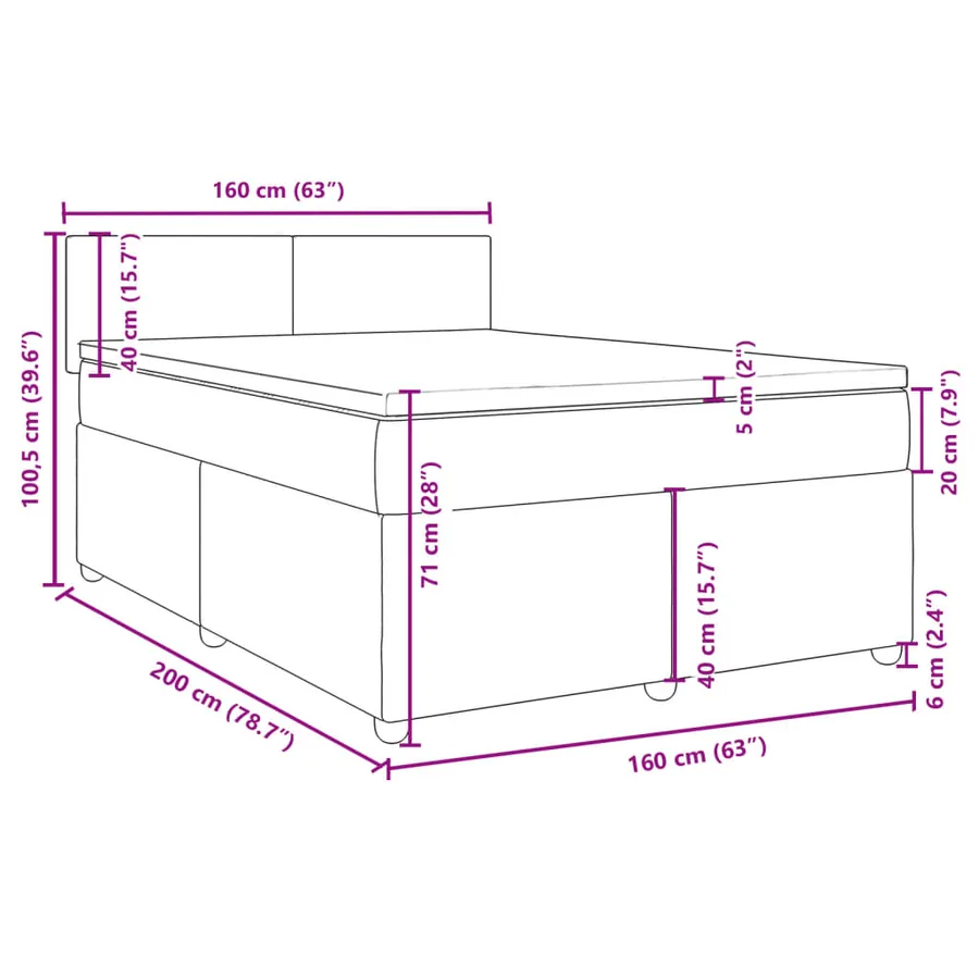 Sommier à lattes de lit avec matelas Gris clair 160x200cm Tissu - 18