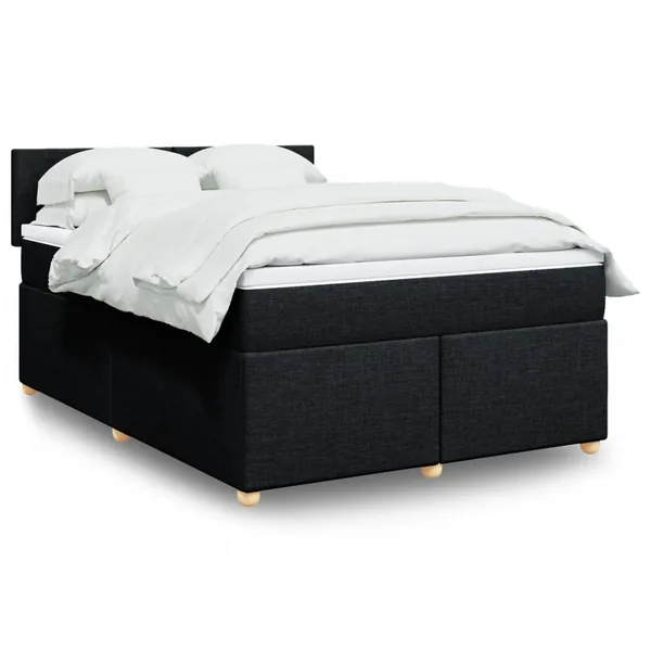Sommier à lattes de lit avec matelas Noir 160x200 cm Tissu