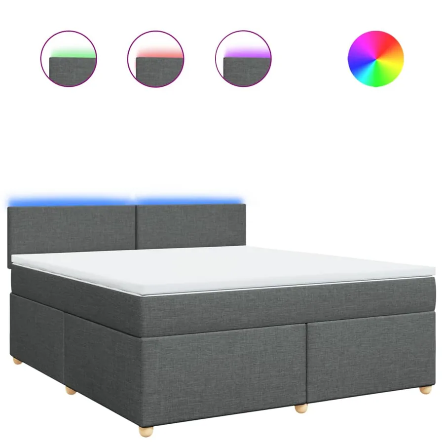 Sommier à lattes de lit avec matelas Gris foncé 180x200cm Tissu - 2