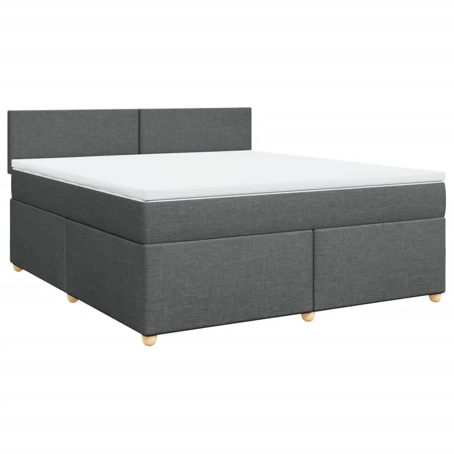 Sommier à lattes de lit avec matelas Gris foncé 180x200cm Tissu - 3