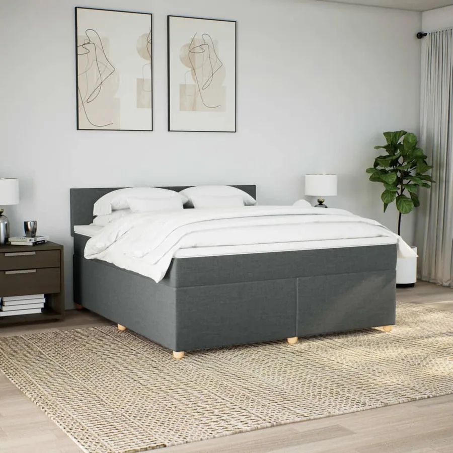 Sommier à lattes de lit avec matelas Gris foncé 180x200cm Tissu - 4