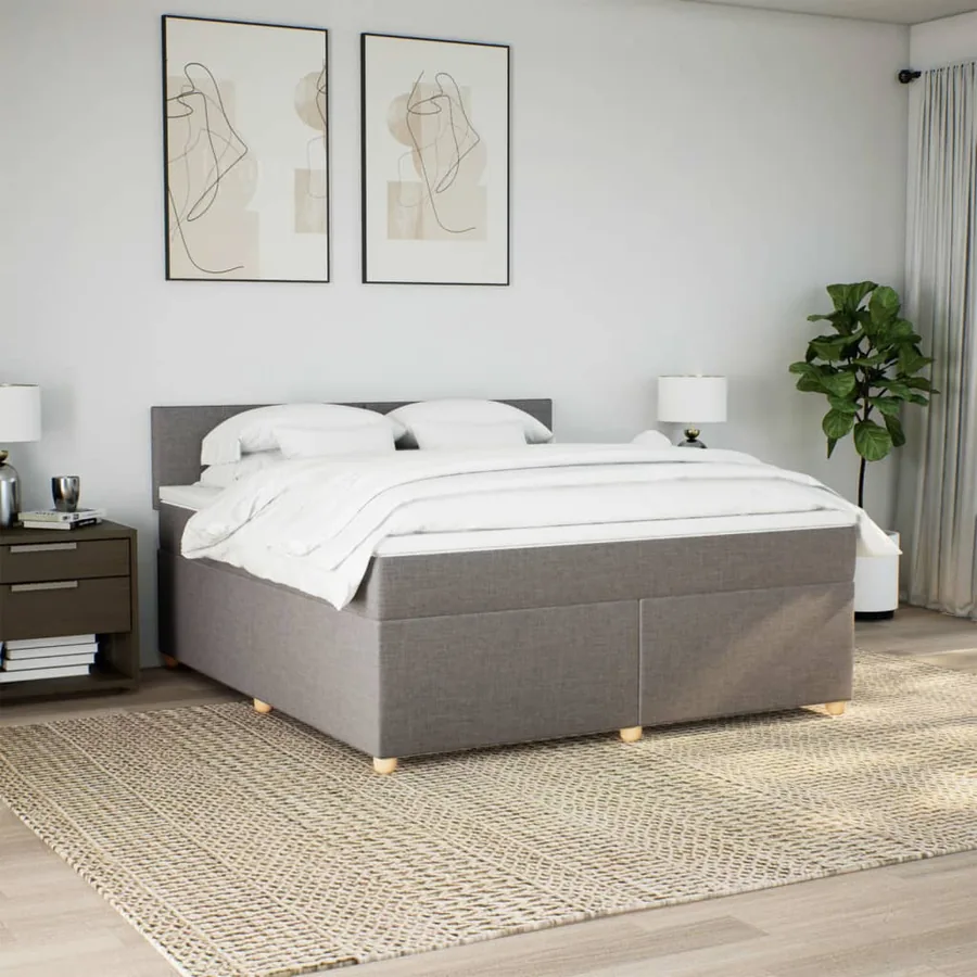 Sommier à lattes de lit avec matelas Taupe 180x200 cm Tissu - 3