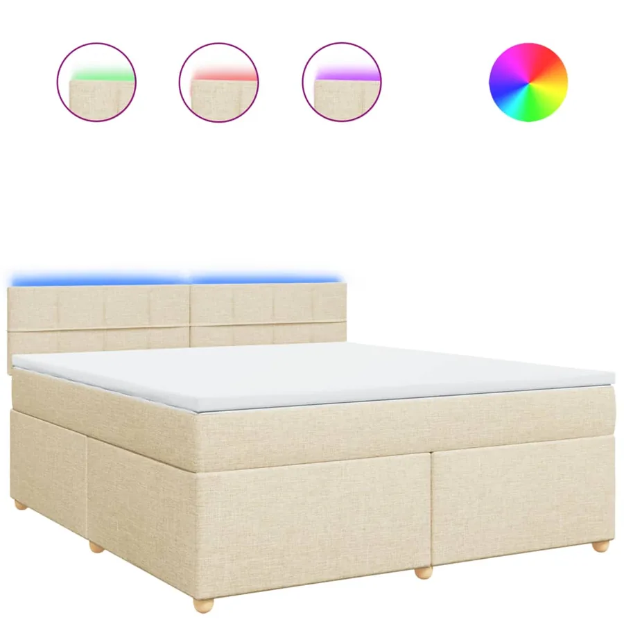 Sommier à lattes de lit avec matelas Crème 180x200 cm Tissu - 2