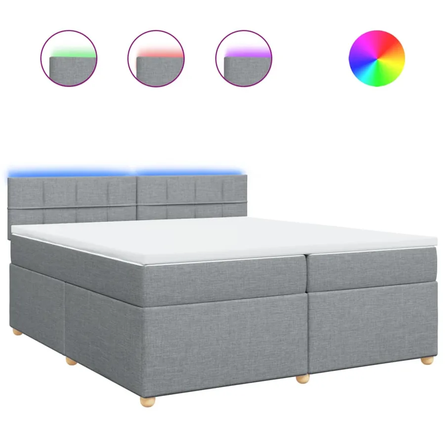 Sommier à lattes de lit avec matelas Gris clair 200x200cm Tissu - 2