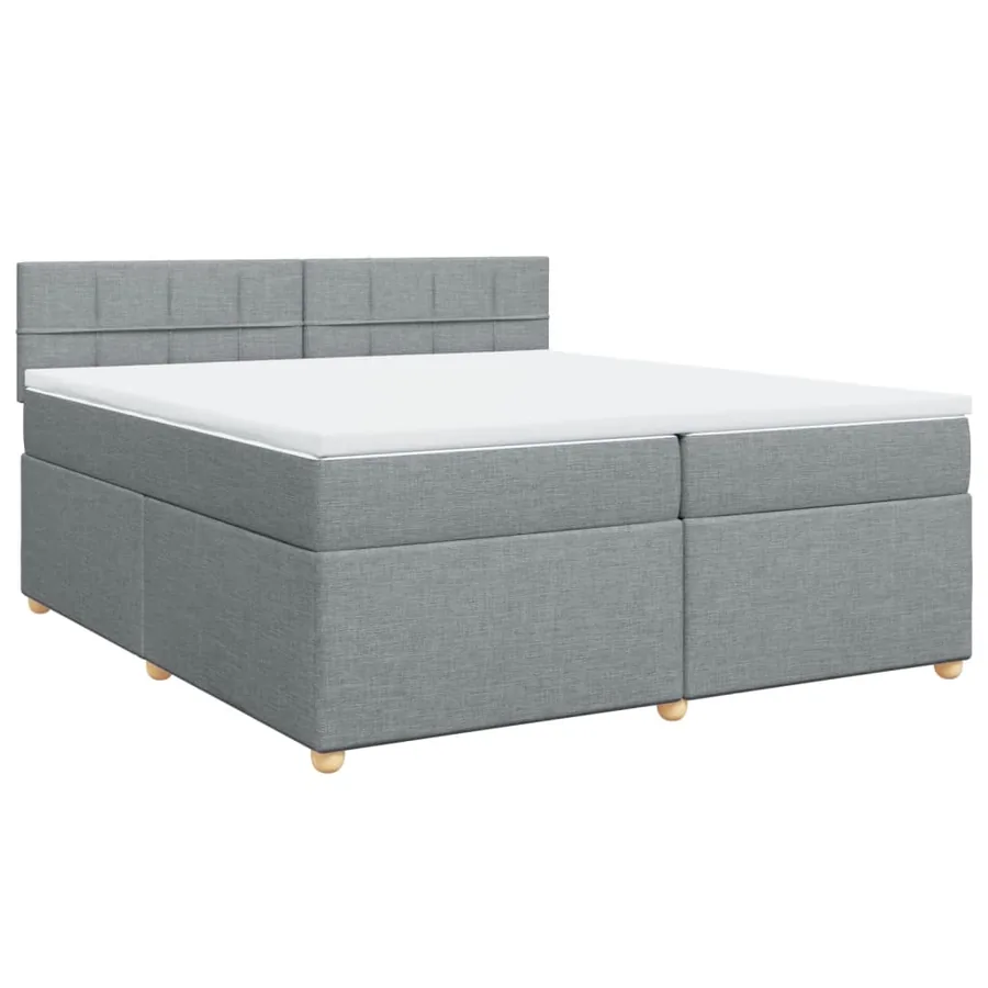 Sommier à lattes de lit avec matelas Gris clair 200x200cm Tissu - 3