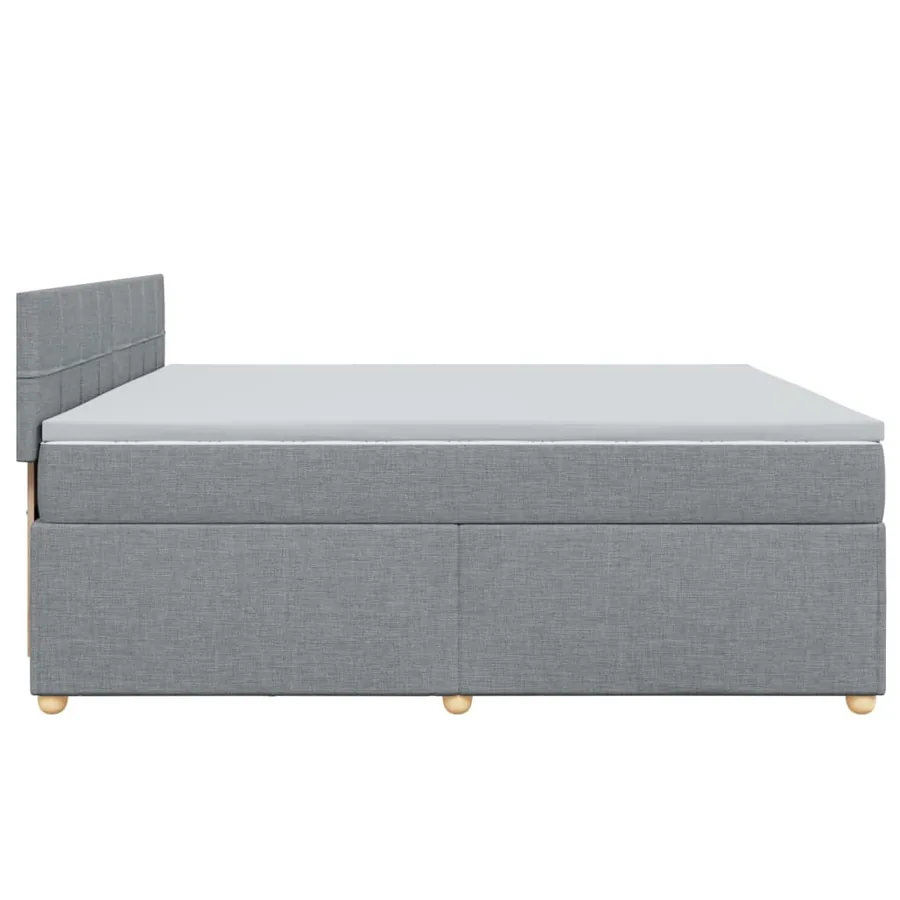 Sommier à lattes de lit avec matelas Gris clair 200x200cm Tissu - 7