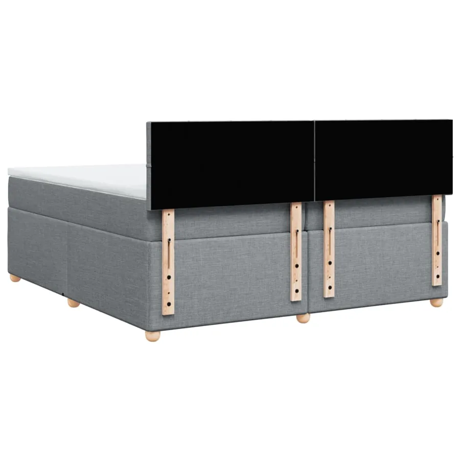 Sommier à lattes de lit avec matelas Gris clair 200x200cm Tissu - 8