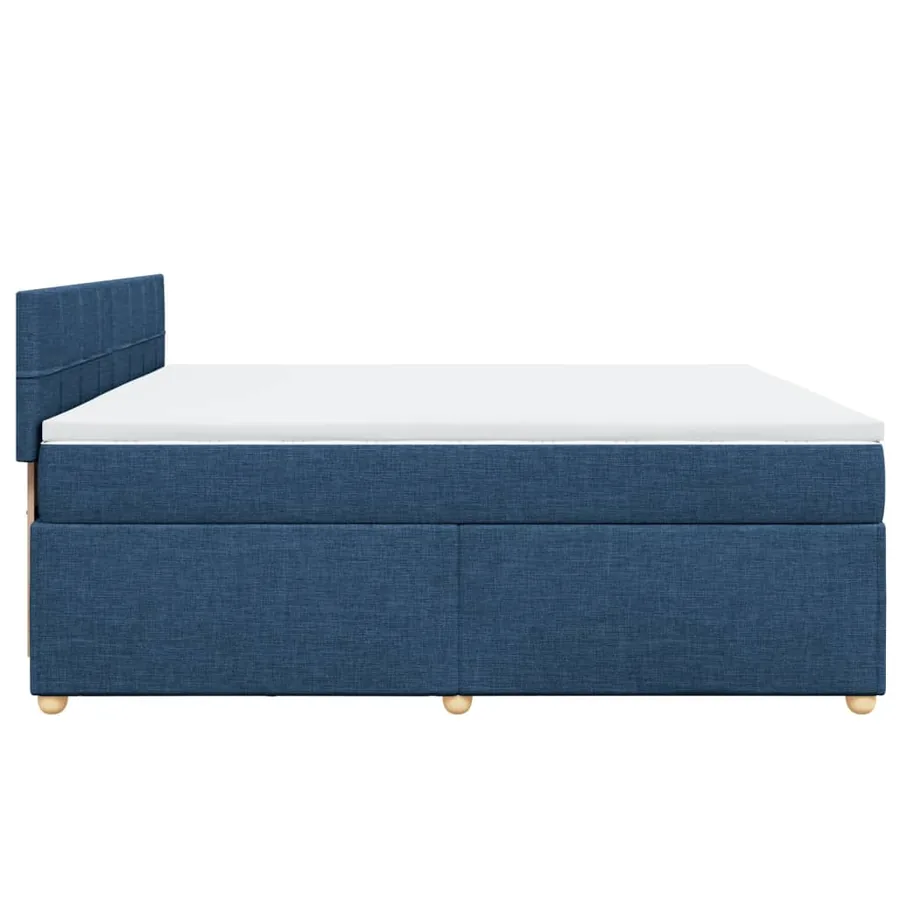 Sommier à lattes de lit avec matelas Bleu 200x200 cm Tissu - 7