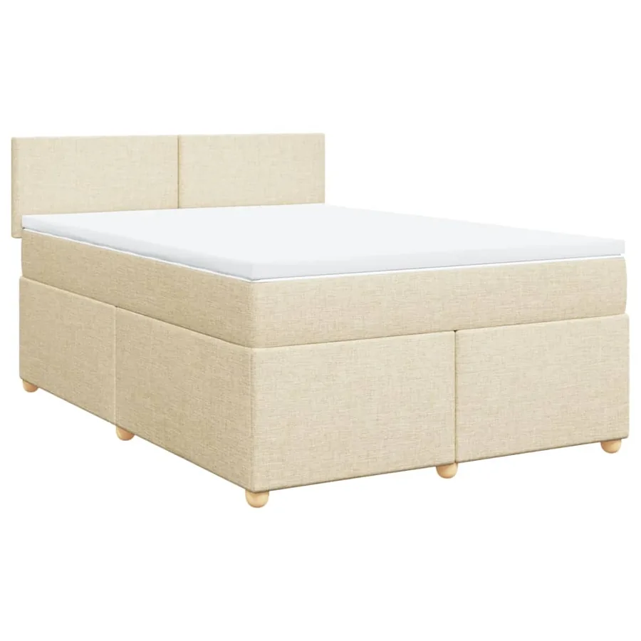 Sommier à lattes de lit avec matelas Crème 140x190 cm Tissu - 3