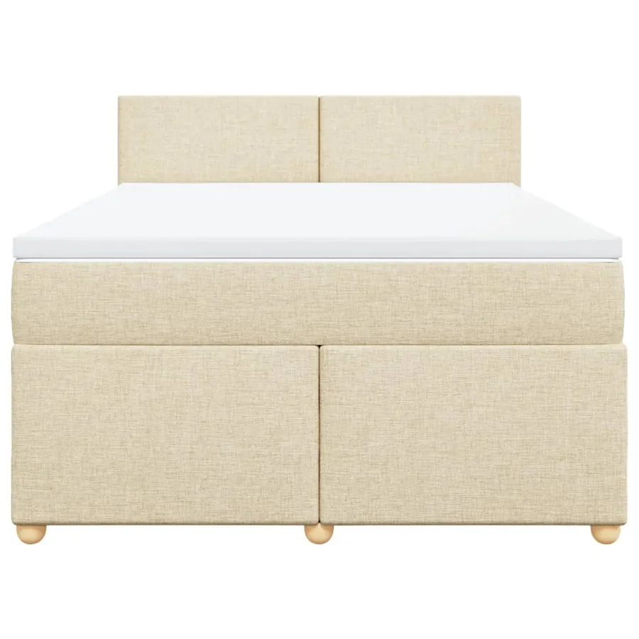 Sommier à lattes de lit avec matelas Crème 140x190 cm Tissu - 6