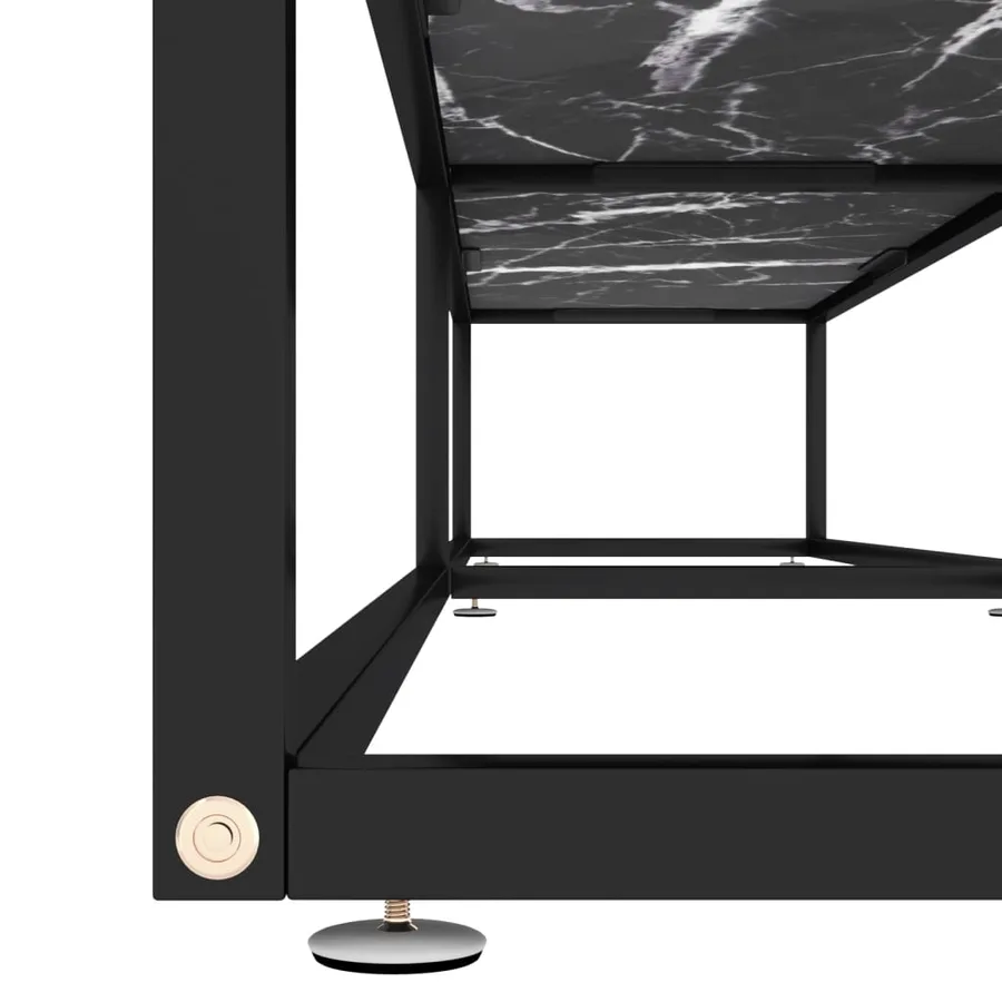 Meuble TV Marbre noir 220x40x40,5 cm Verre trempé - 6