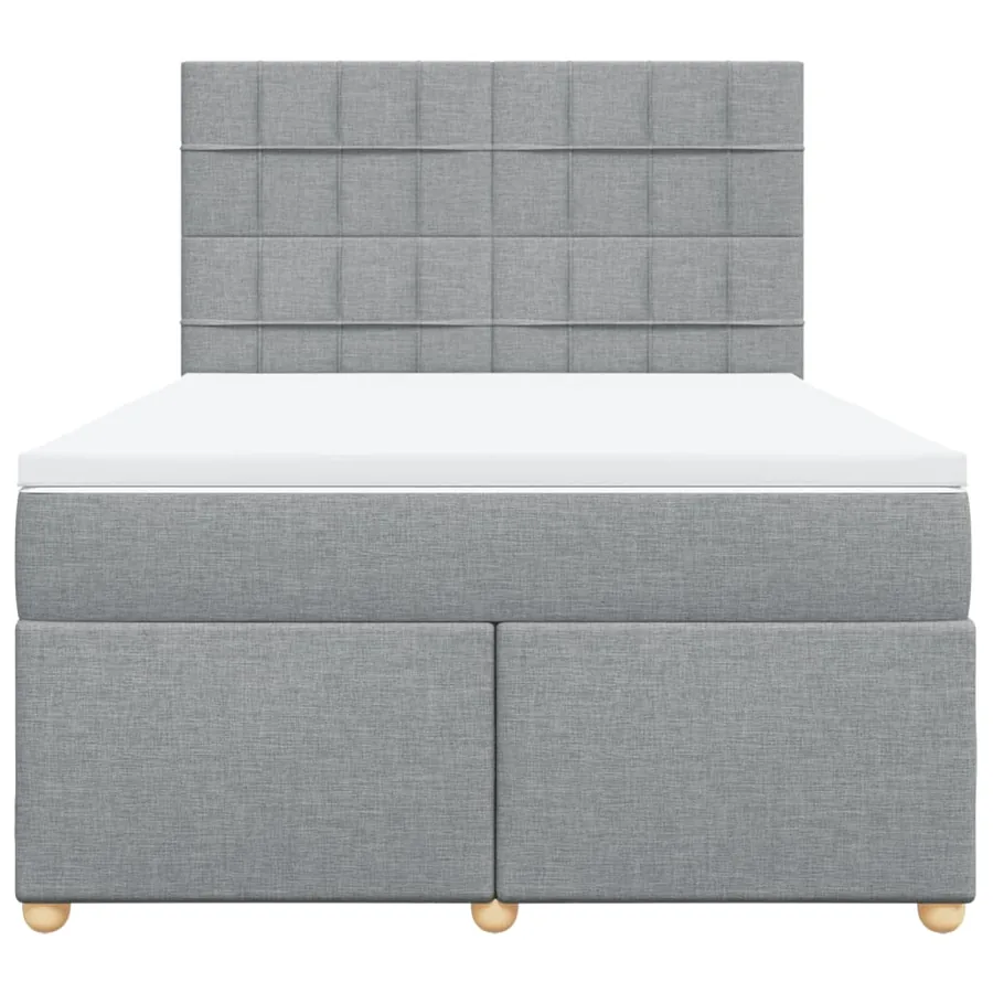Sommier à lattes de lit avec matelas Gris clair 140x190cm Tissu - 6