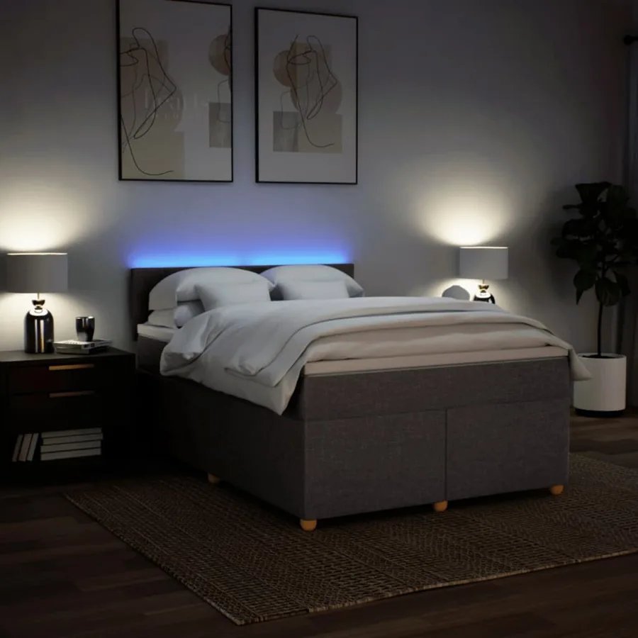 Sommier à lattes de lit avec matelas Taupe 140x200 cm Tissu - 5