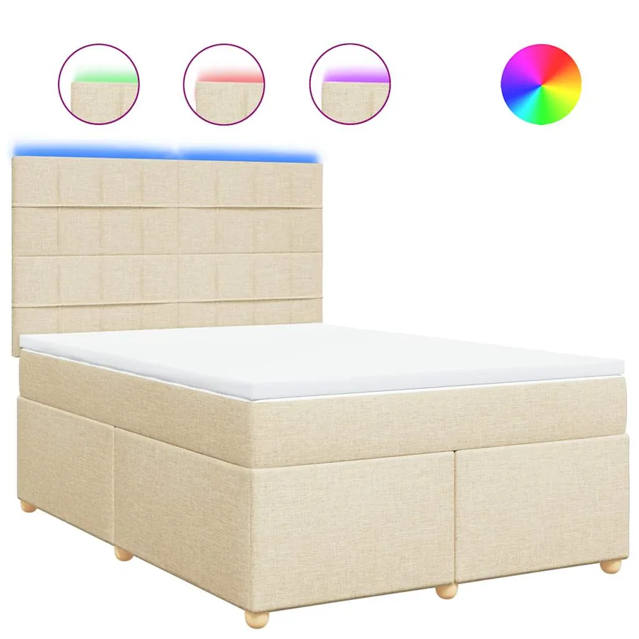 Sommier à lattes de lit avec matelas Crème 140x190 cm Tissu - 2