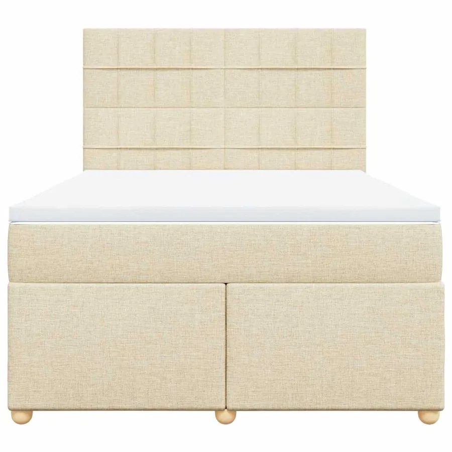 Sommier à lattes de lit avec matelas Crème 140x190 cm Tissu - 6